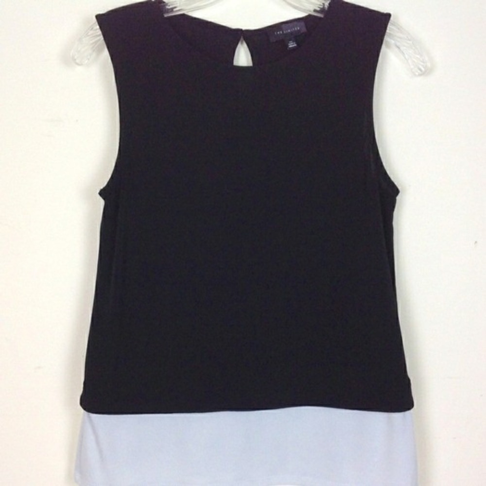 THE Limited ‎ Black Sleeveless Top Gray Trim Size XS Grey chiffon trim Career
